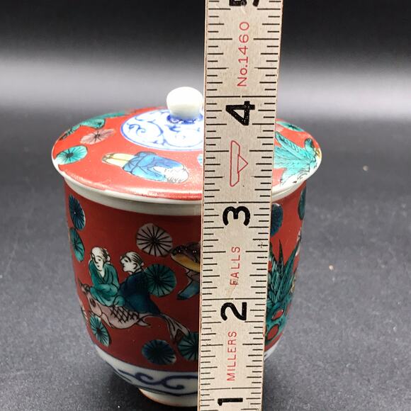 Vintage Kutani Ware Yunomi Japanese Mokubei Style Tea Cup with Lid Kutani Japan - Picture 8 of 9